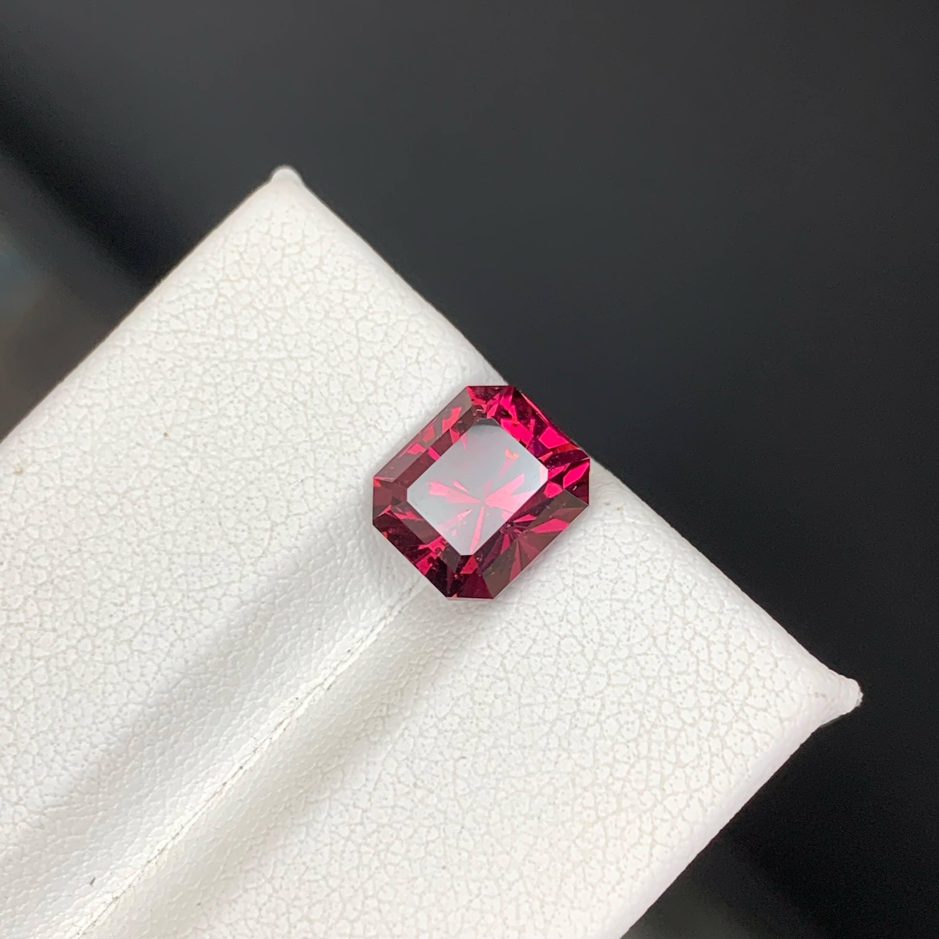 3,50 Karat natürlicher loser hellroter Granat Stein Smaragdschliff tansanischer Edelstein im Angebot 2