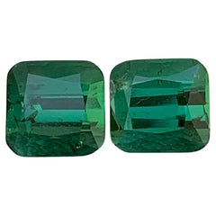 3.50 Carat Natural Loose Green Tourmaline Pair Square Shape Gemstone For Earring