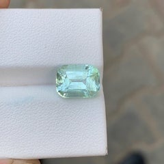 3.50 Carat Natural Loose Greenish Color Aquamarine Cushion Cut Pakistani Gem
