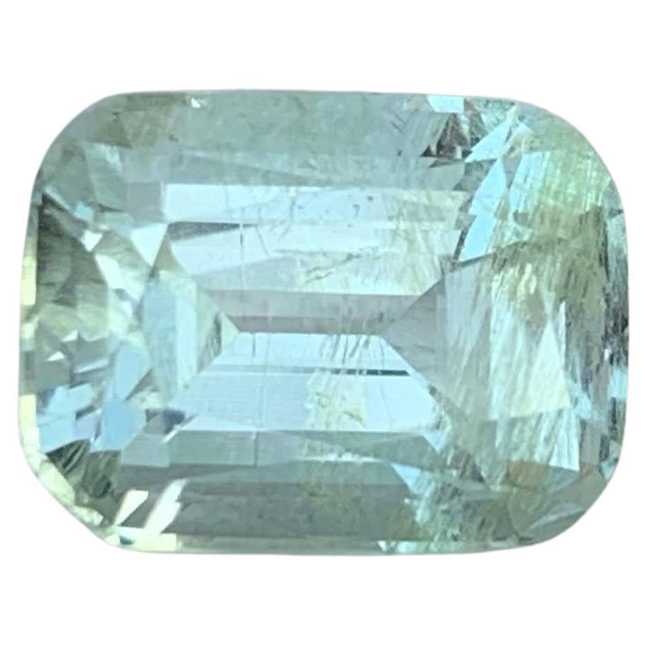 3.50 Carat Natural Loose Greenish Color Aquamarine Cushion Cut Pakistani Gem en vente