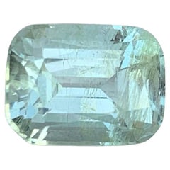 3.50 Carat Natural Loose Greenish Color Aquamarine Cushion Cut Pakistani Gem