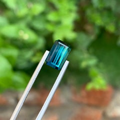 3.50 Carat Natural Loose Indicolite Tourmaline Emerald Shape Gem For Bracelet