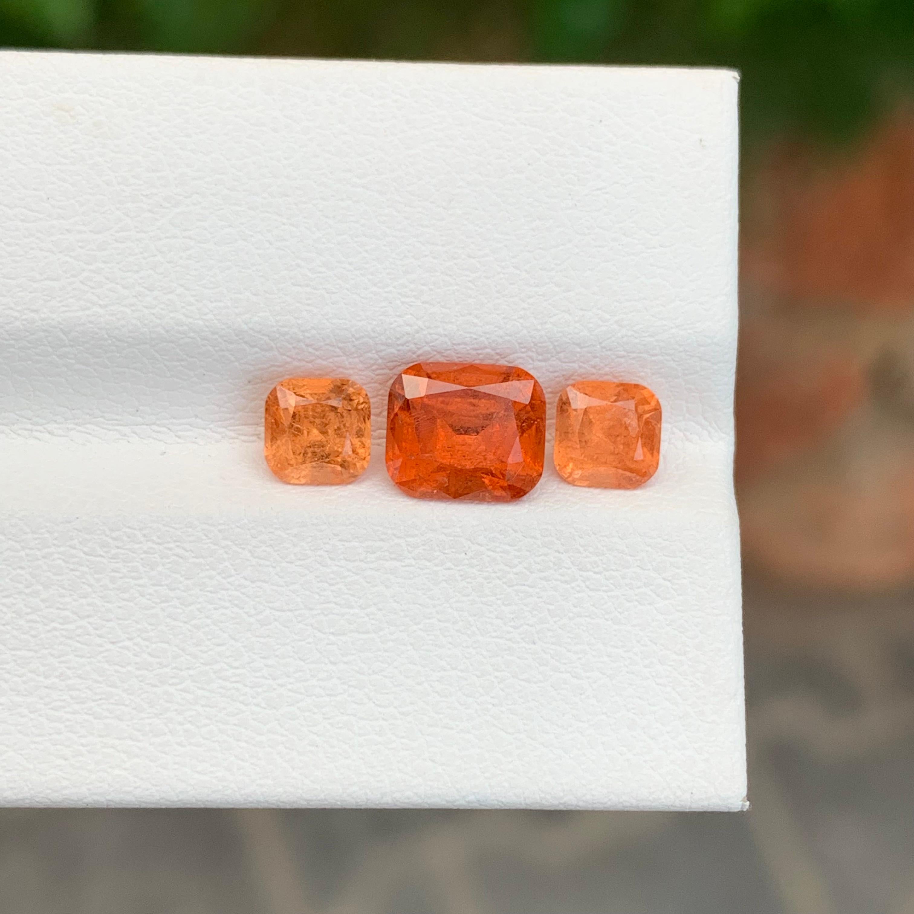 3.50 Carat Natural Loose Spessartine Garnet Set From Afghanistan In New Condition For Sale In Peshawar, PK