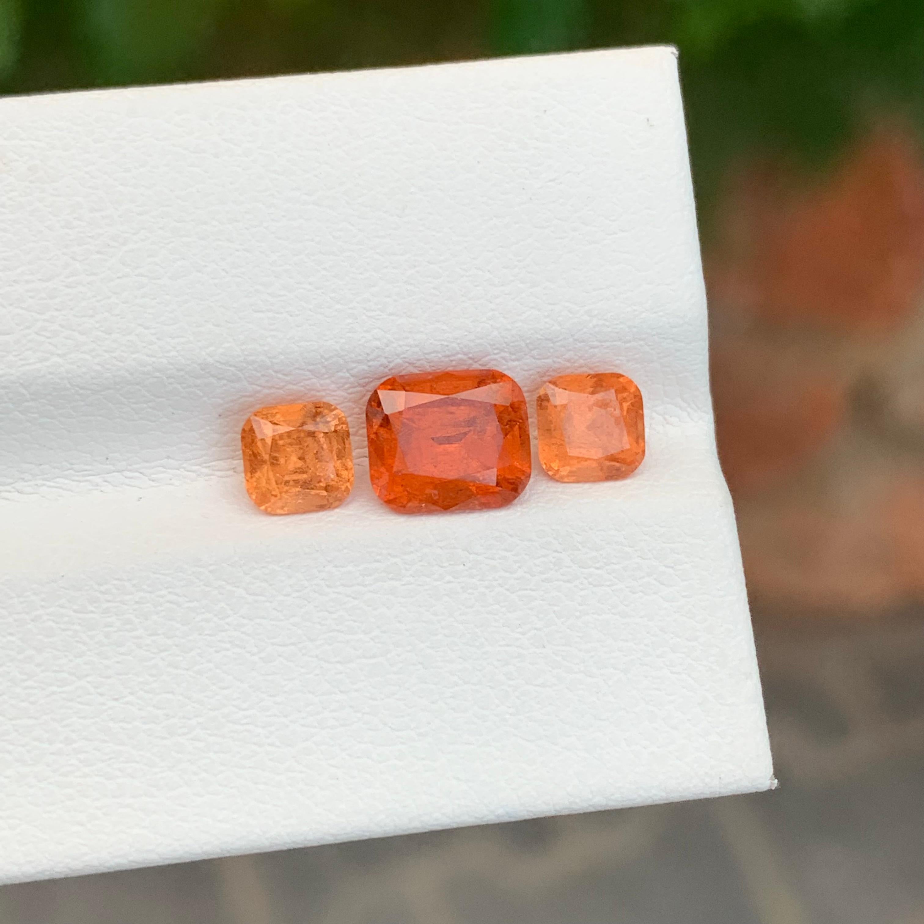 Women's or Men's 3.50 Carat Natural Loose Spessartine Garnet Set From Afghanistan For Sale