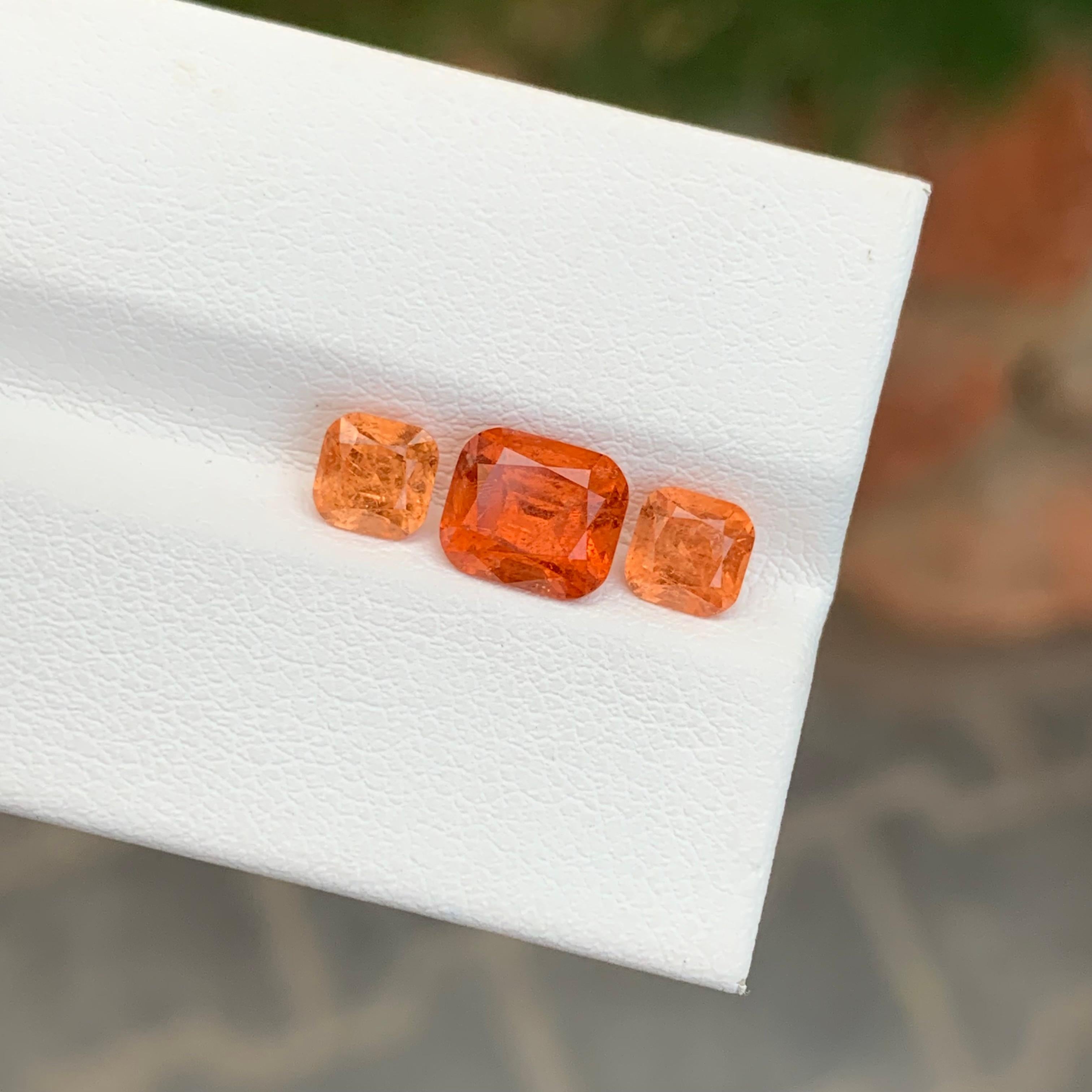 3.50 Carat Natural Loose Spessartine Garnet Set From Afghanistan For Sale 2