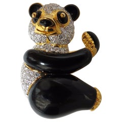 3.50 Carat Natural Onyx Diamonds Panda Bear Pendant Enhancer for Bead Necklaces
