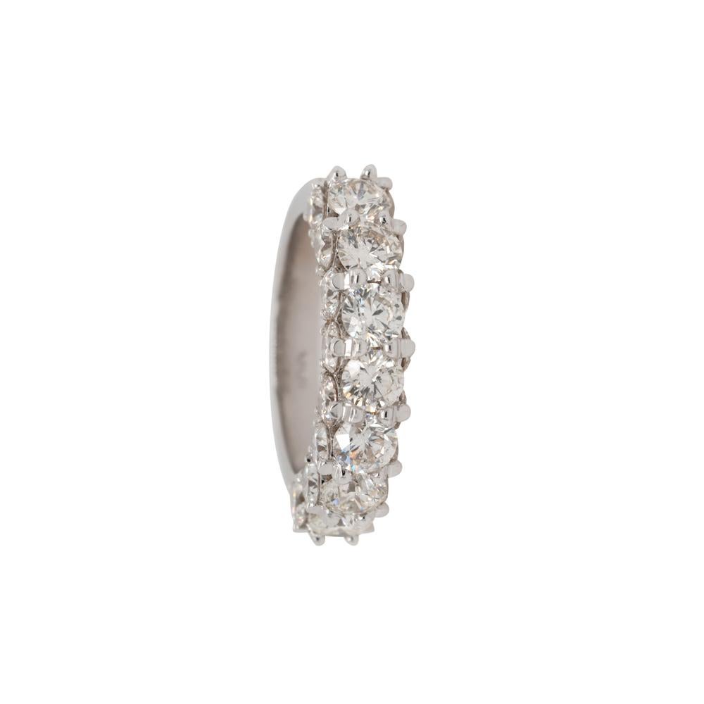 3.50 Carat Natural Round Diamond Three Row Ring 18 Karat in Stock For Sale 3