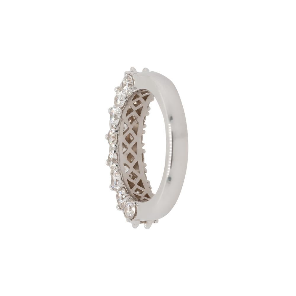 3.50 Carat Natural Round Diamond Three Row Ring 18 Karat in Stock For Sale 4