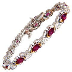 3.50 Carat Natural Ruby and 2.50 Carat Diamonds Bracelet 14 Karat