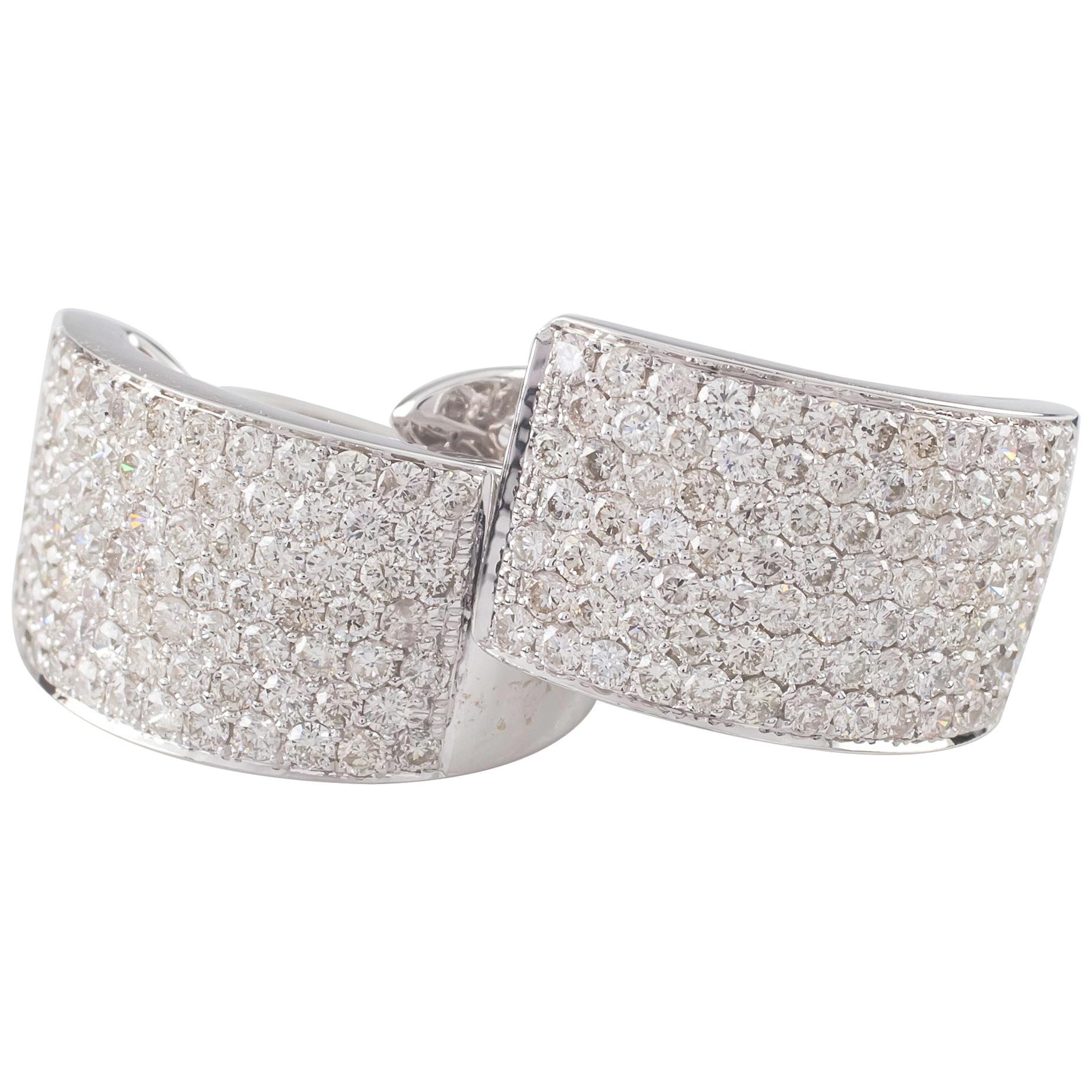 Multi Fancy Shape Diamond Hoop Earrings 3.50 Carat in 14 KT White Gold ...