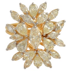 3.50 Carat Pear & Marquise Diamond Cocktail Ring 18 Karat Yellow Gold Jewelry