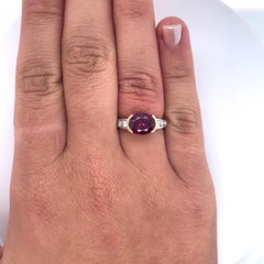 3.50 Carat Red Rubellite Tourmaline East West Ring in Platinum and 18K Gold