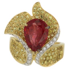 3.50 Carat Red Spinel and Fancy Diamond Ring