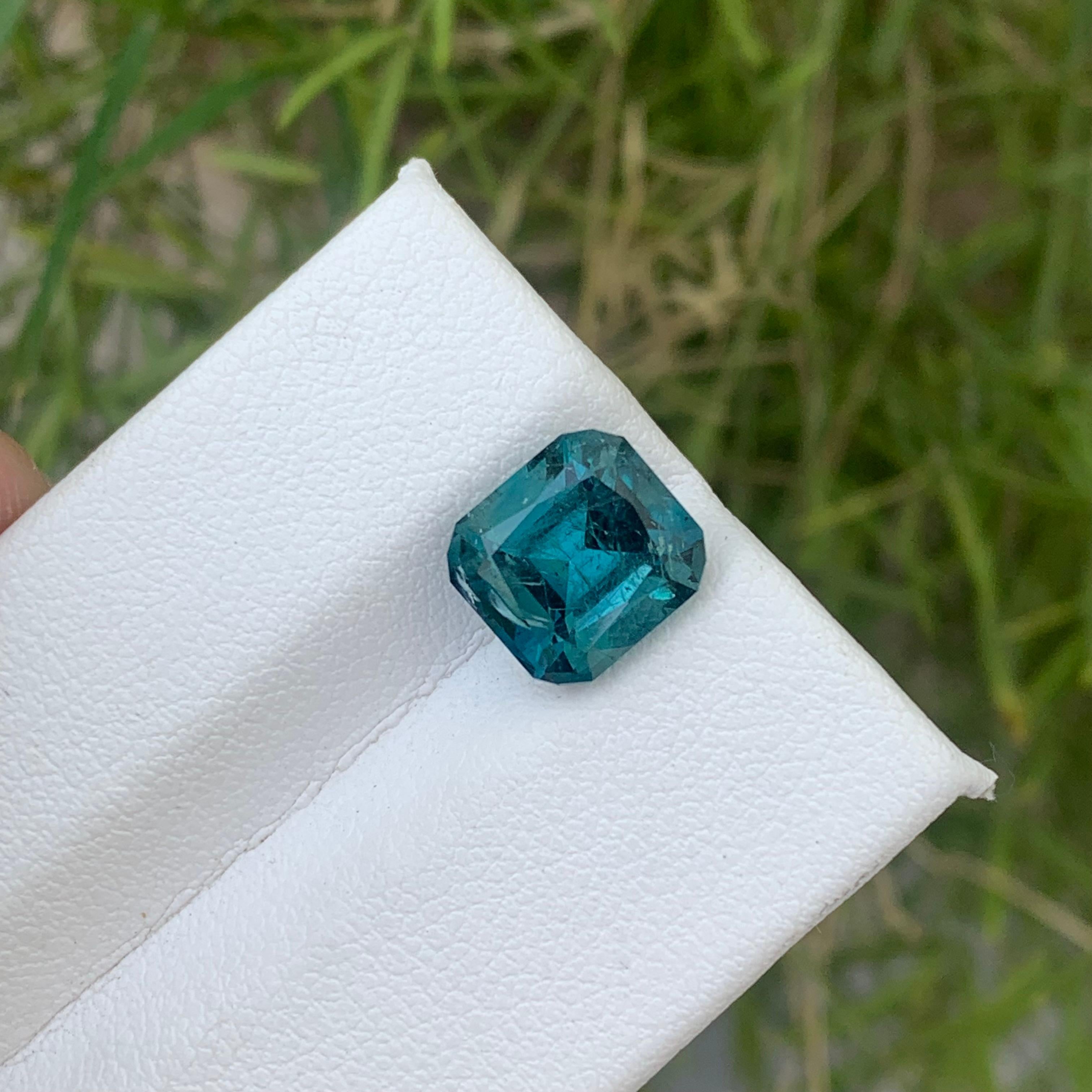 3.50 Carat Rich Color Natural Neon Blue Tourmaline Cushion for Ring Jewelry For Sale 6