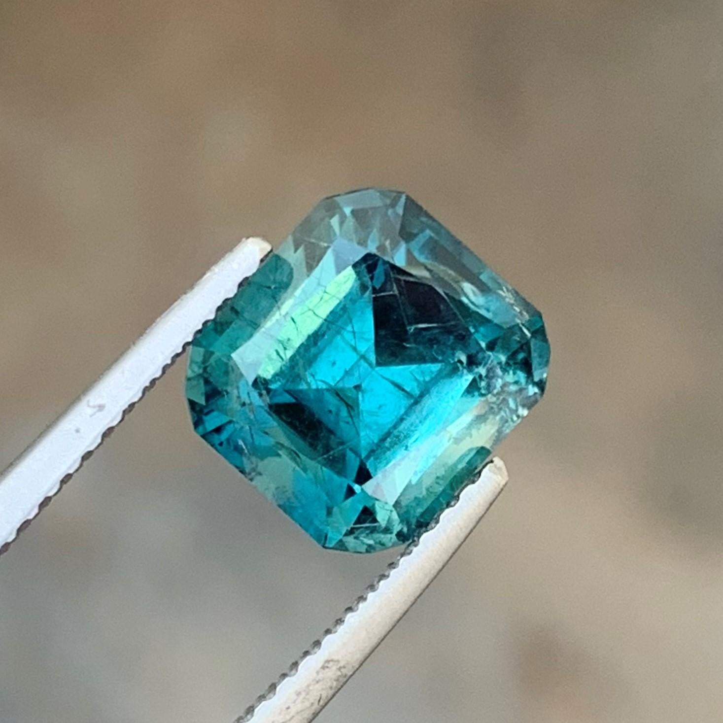 Arts and Crafts 3.50 Carat Rich Color Natural Neon Blue Tourmaline Cushion for Ring Jewelry For Sale