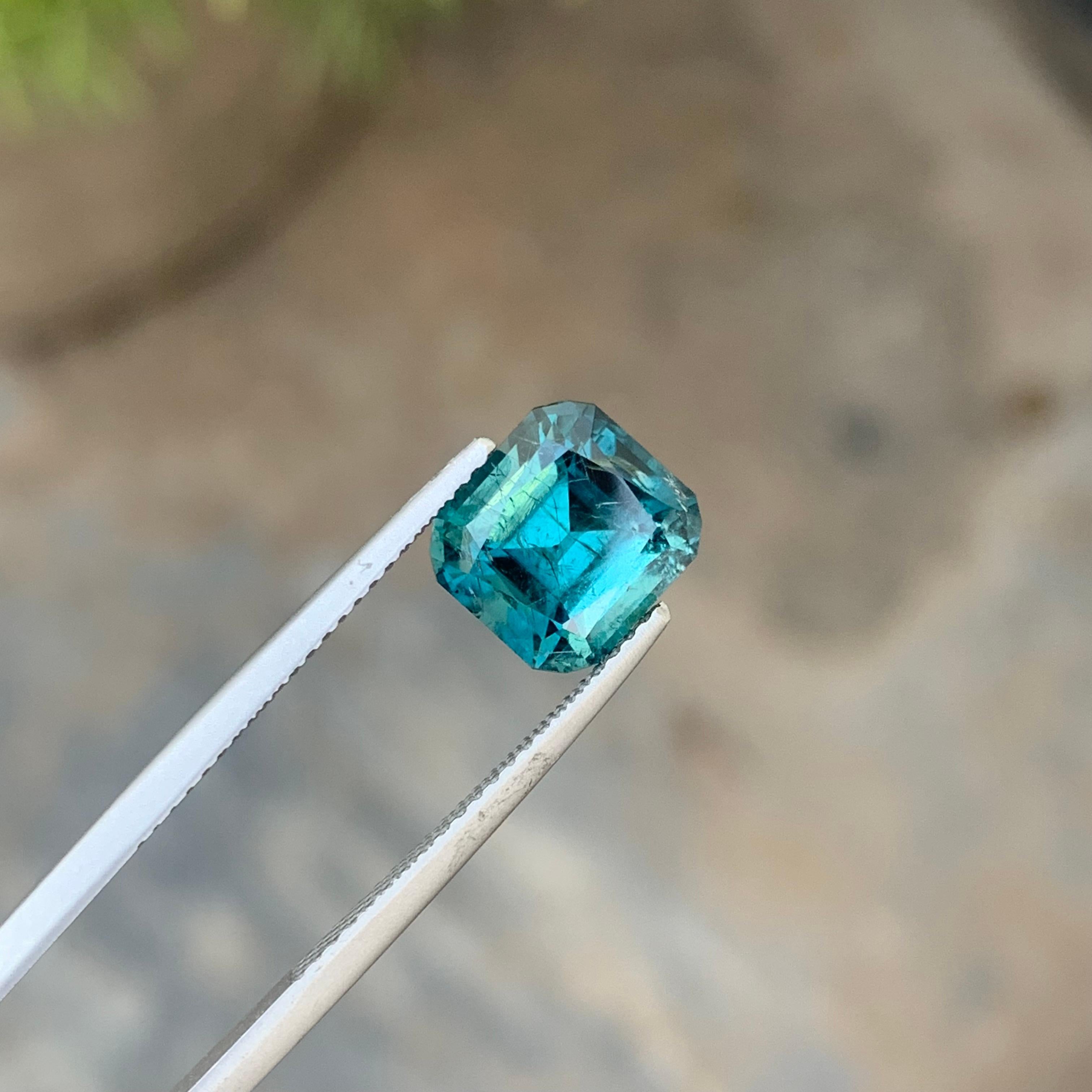 Cushion Cut 3.50 Carat Rich Color Natural Neon Blue Tourmaline Cushion for Ring Jewelry For Sale