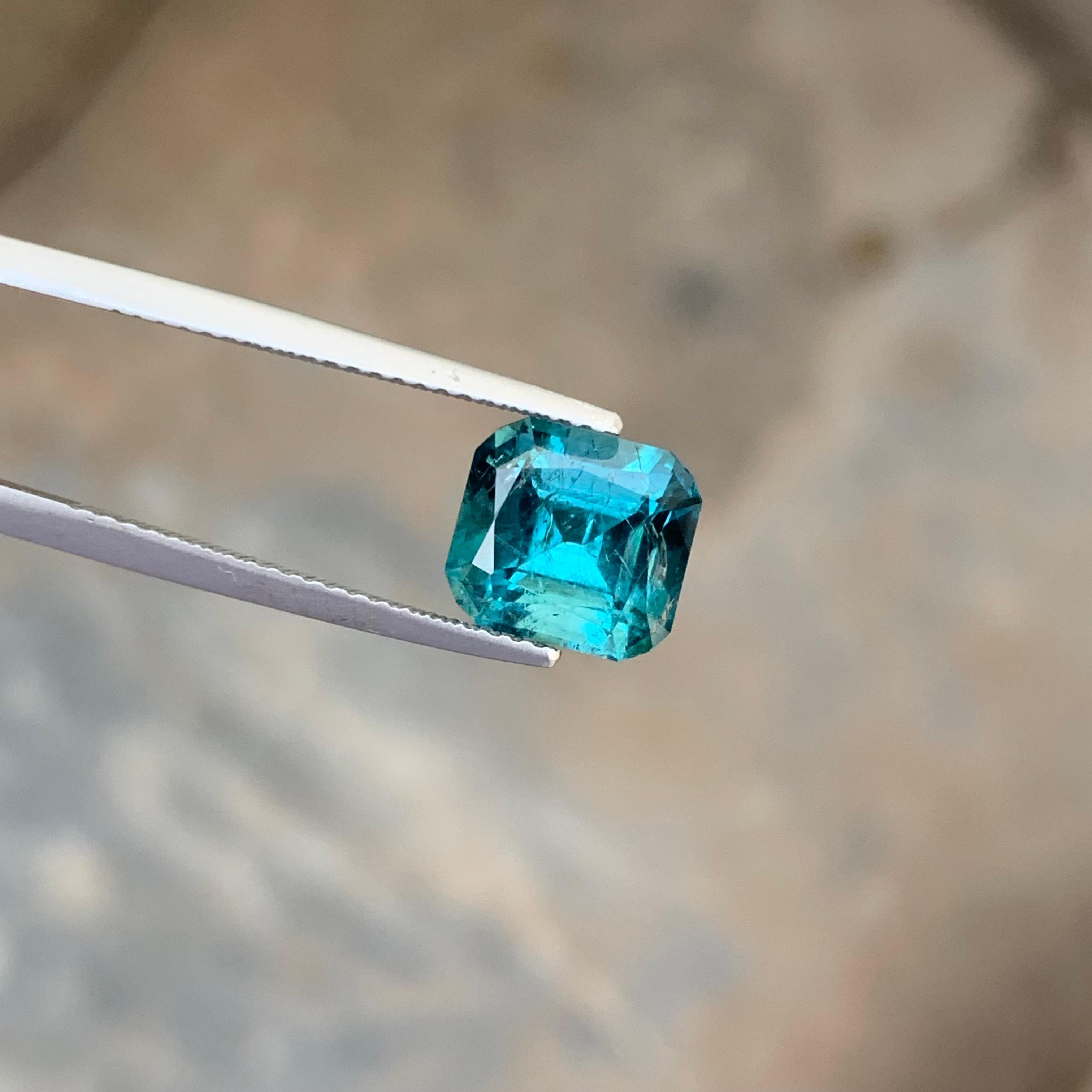3.50 Carat Rich Color Natural Neon Blue Tourmaline Cushion for Ring Jewelry In New Condition For Sale In Peshawar, PK