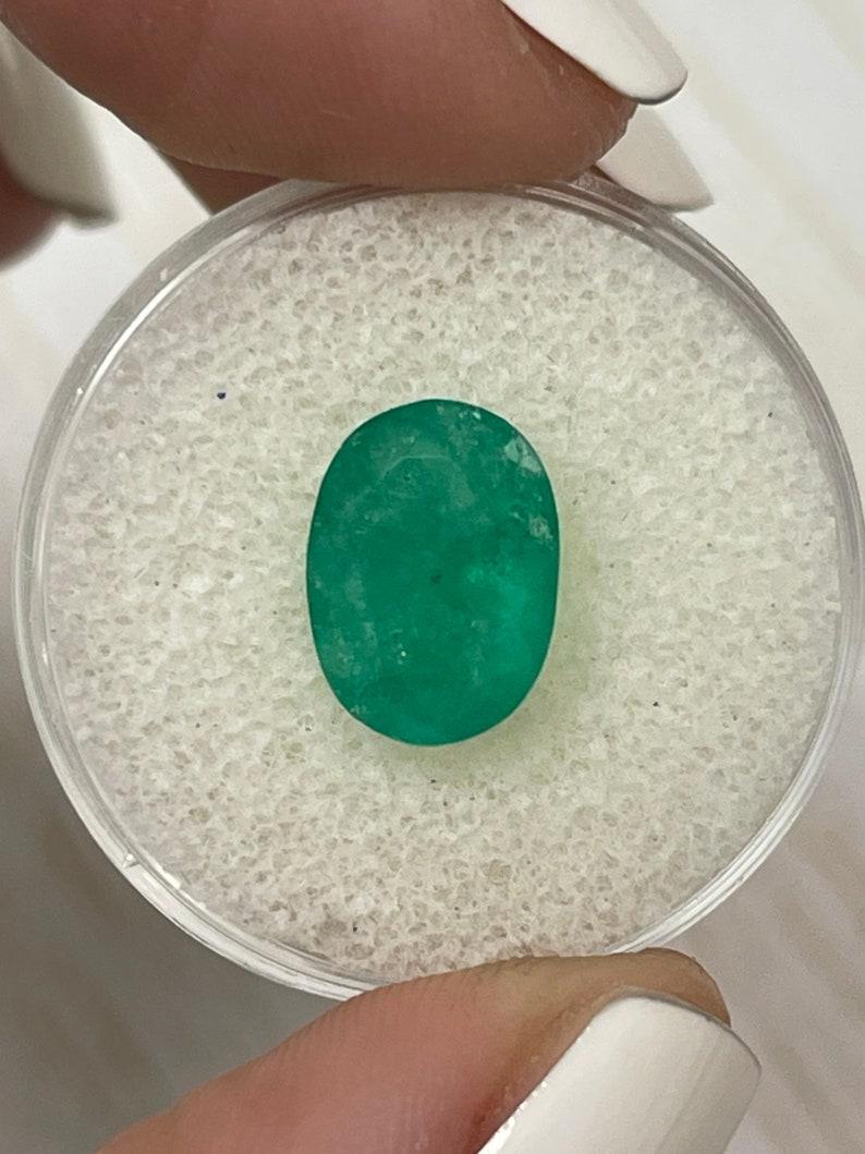 3.50 Carat Rich Forest Green Colombian Emerald Oval Cut - May Birthstone Gem In New Condition For Sale In Jupiter, FL