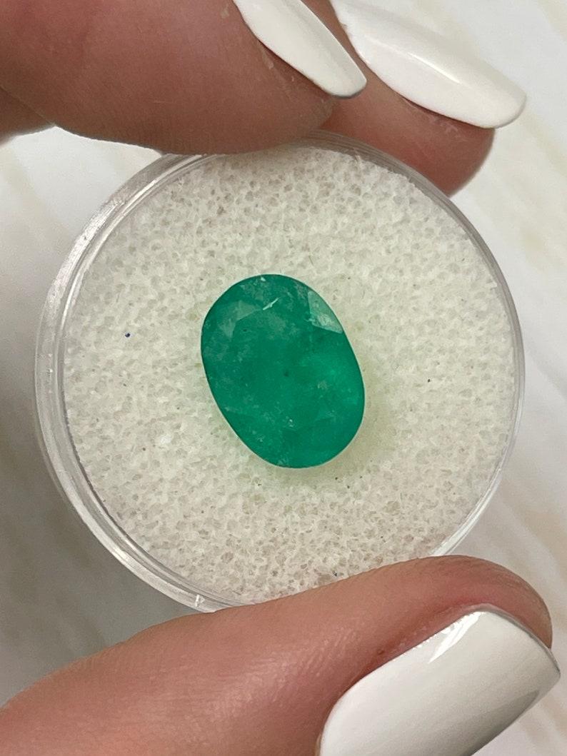 3.50 Carat Rich Forest Green Colombian Emerald Oval Cut - May Birthstone Gem For Sale 2