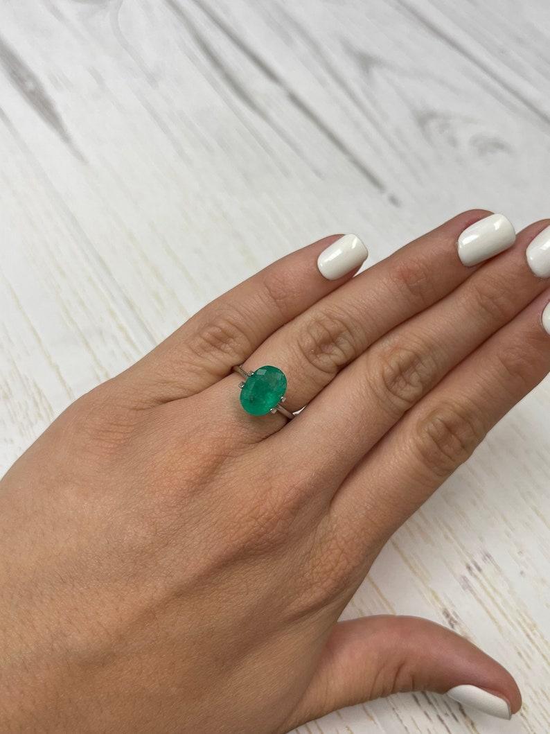 3.50 Carat Rich Forest Green Colombian Emerald Oval Cut - May Birthstone Gem For Sale 4
