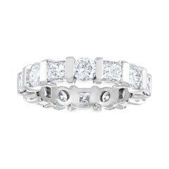 3.50 Carat Round and Princess Diamond Gold Eternity Band Ring