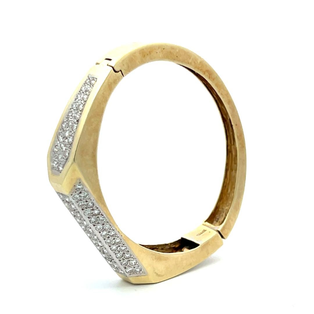 Bracelet jonc en or bicolore 14 carats avec diamants ronds brillants de 3,50 carats H SI en vente 5