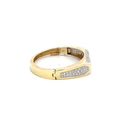 3.50 Carat Round Brilliant H SI Diamond 14 Karat Two Tone Gold Bangle Bracelet