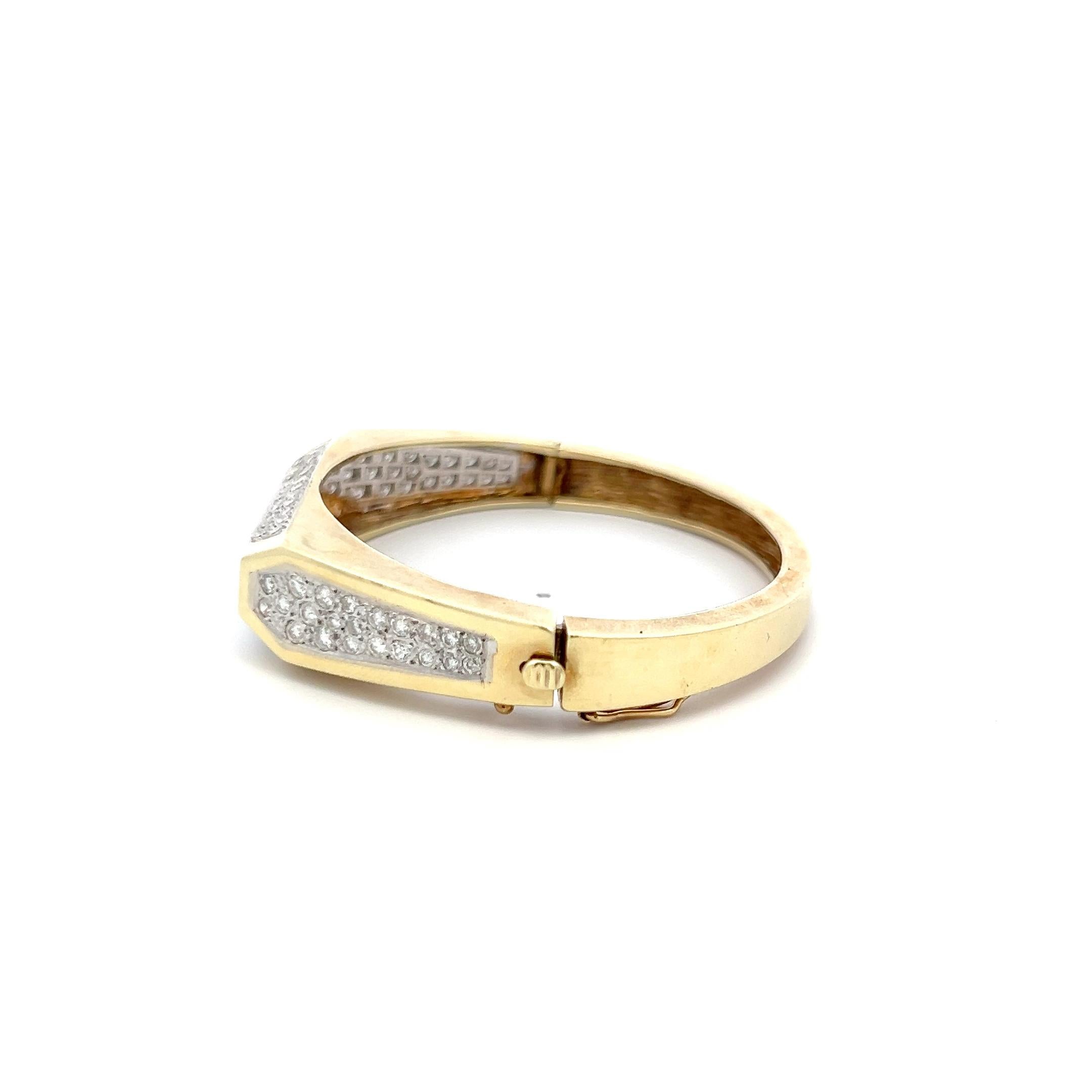 Bracelet jonc en or bicolore 14 carats avec diamants ronds brillants de 3,50 carats H SI Bon état - En vente à New York, NY