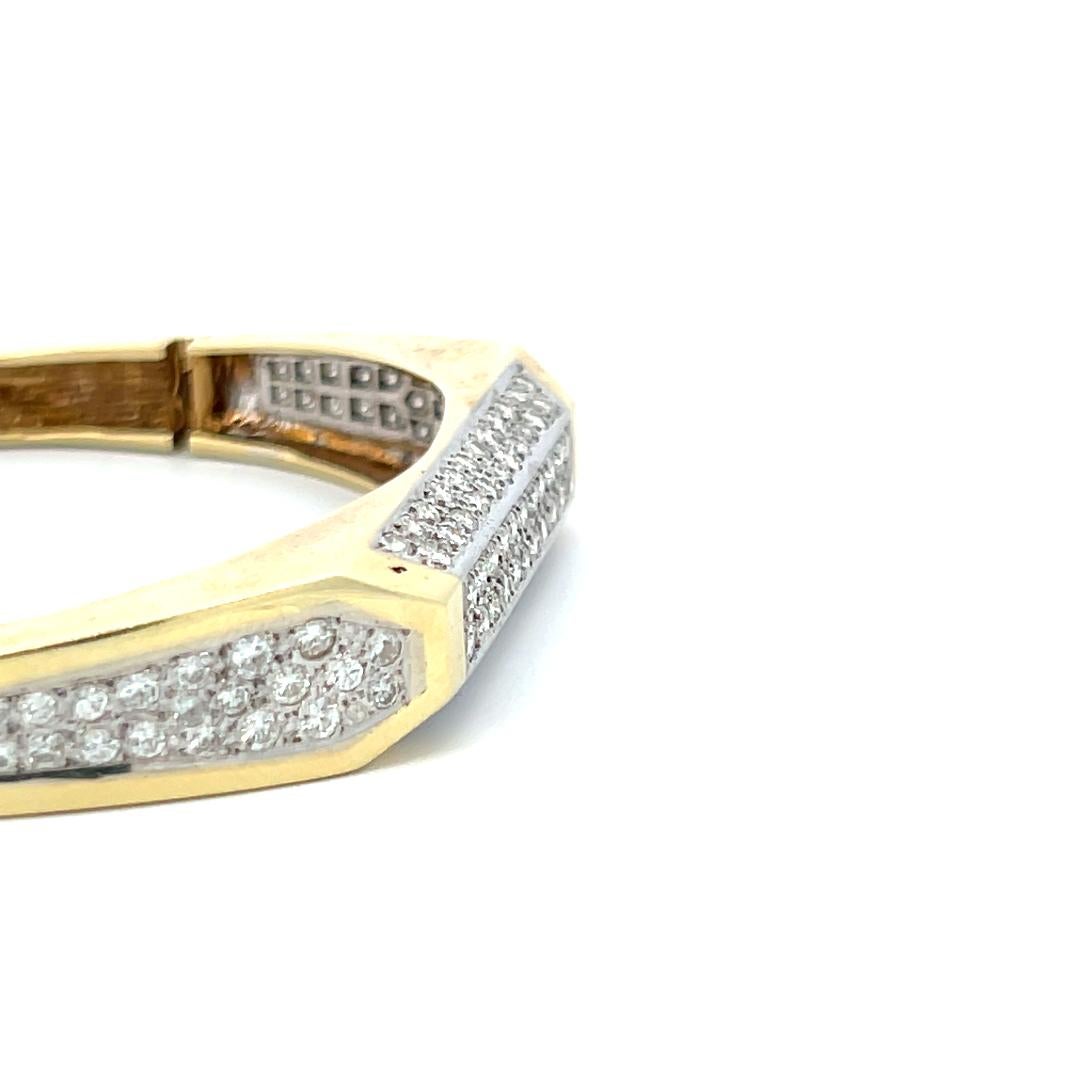 Bracelet jonc en or bicolore 14 carats avec diamants ronds brillants de 3,50 carats H SI en vente 4
