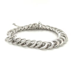 Bracciale circolare con diamante da 3,50 carati A Link in oro bianco 18 carati