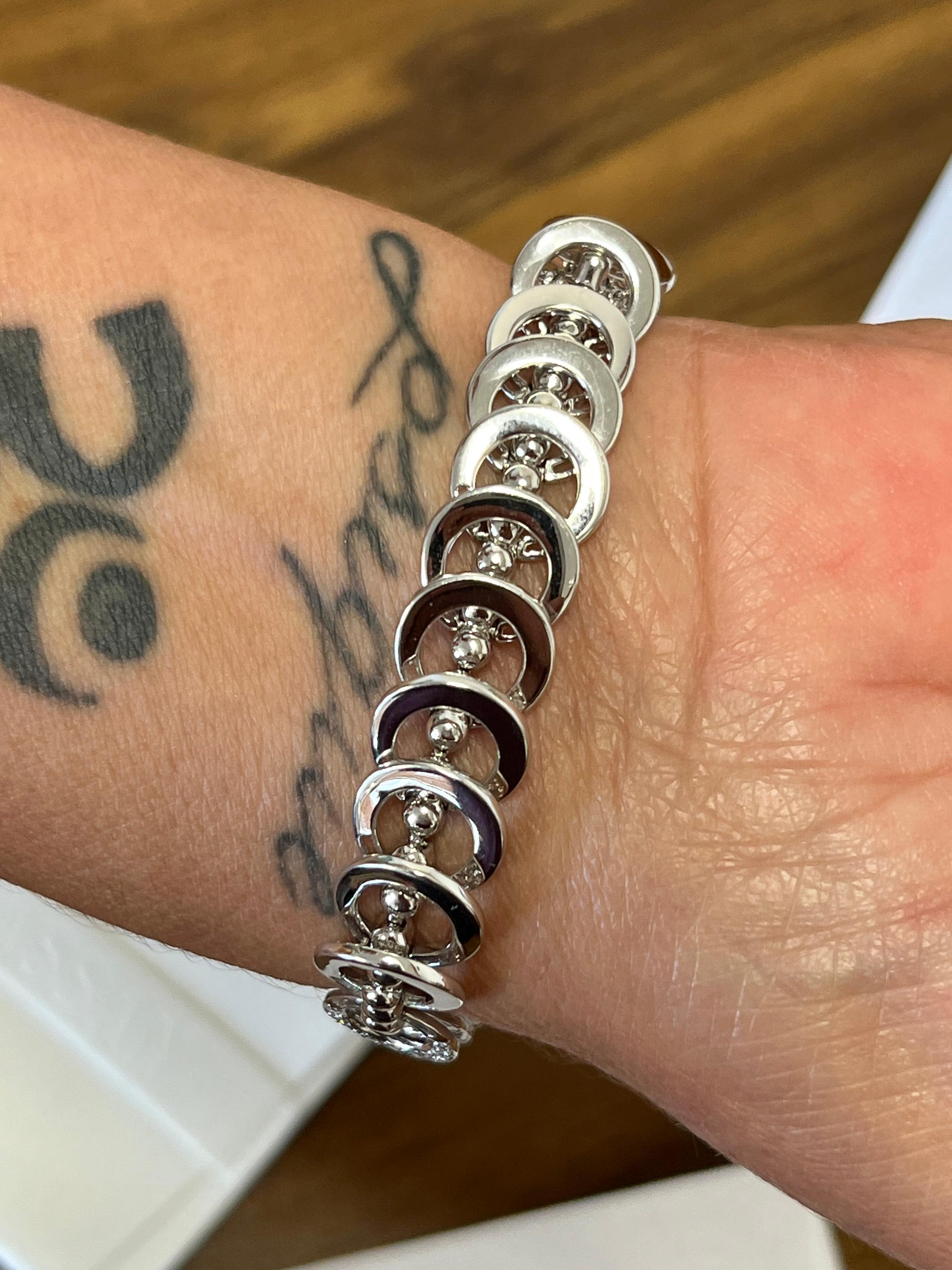 Bracciale circolare con diamante da 3,50 carati A Link in oro bianco 18 carati in vendita 3