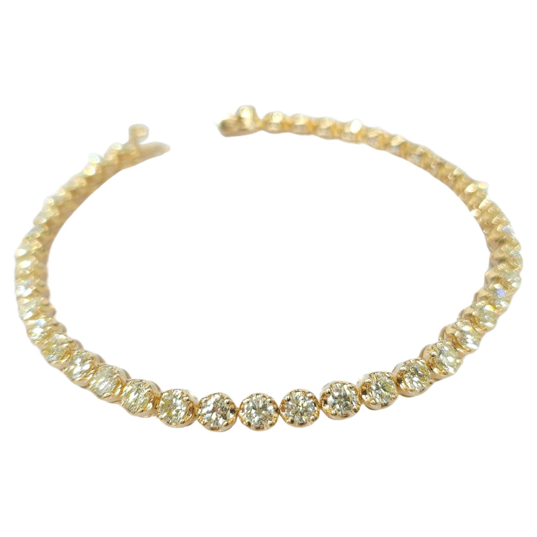 Bracelet tennis en or jaune 18 carats avec diamants ronds de 3,50 carats