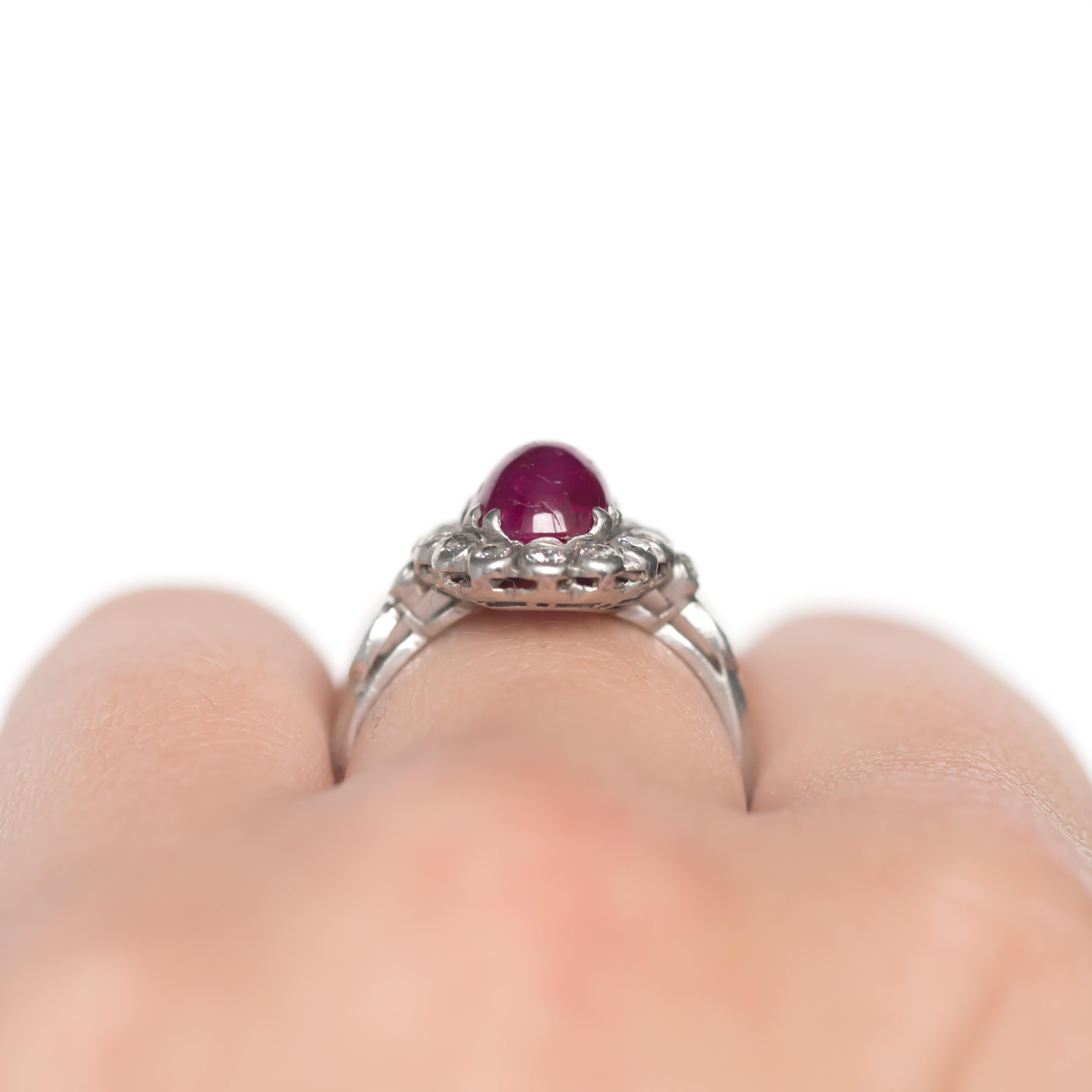 3.50 Carat Ruby Platinum Engagement Ring For Sale 3