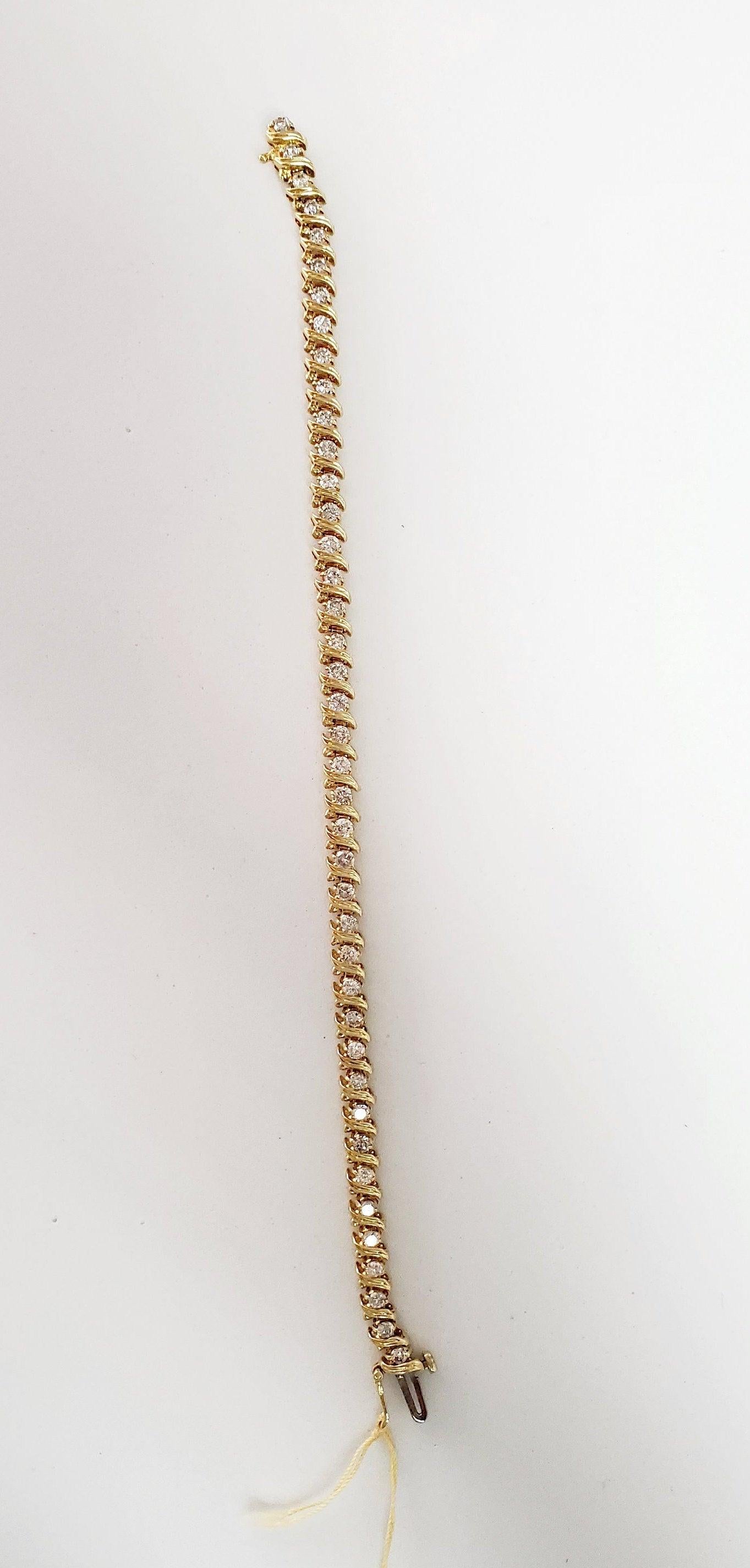 Bracelet tennis en or jaune 14 carats avec diamants de style S de 3,50 carats Neuf - En vente à Sugar Land, TX