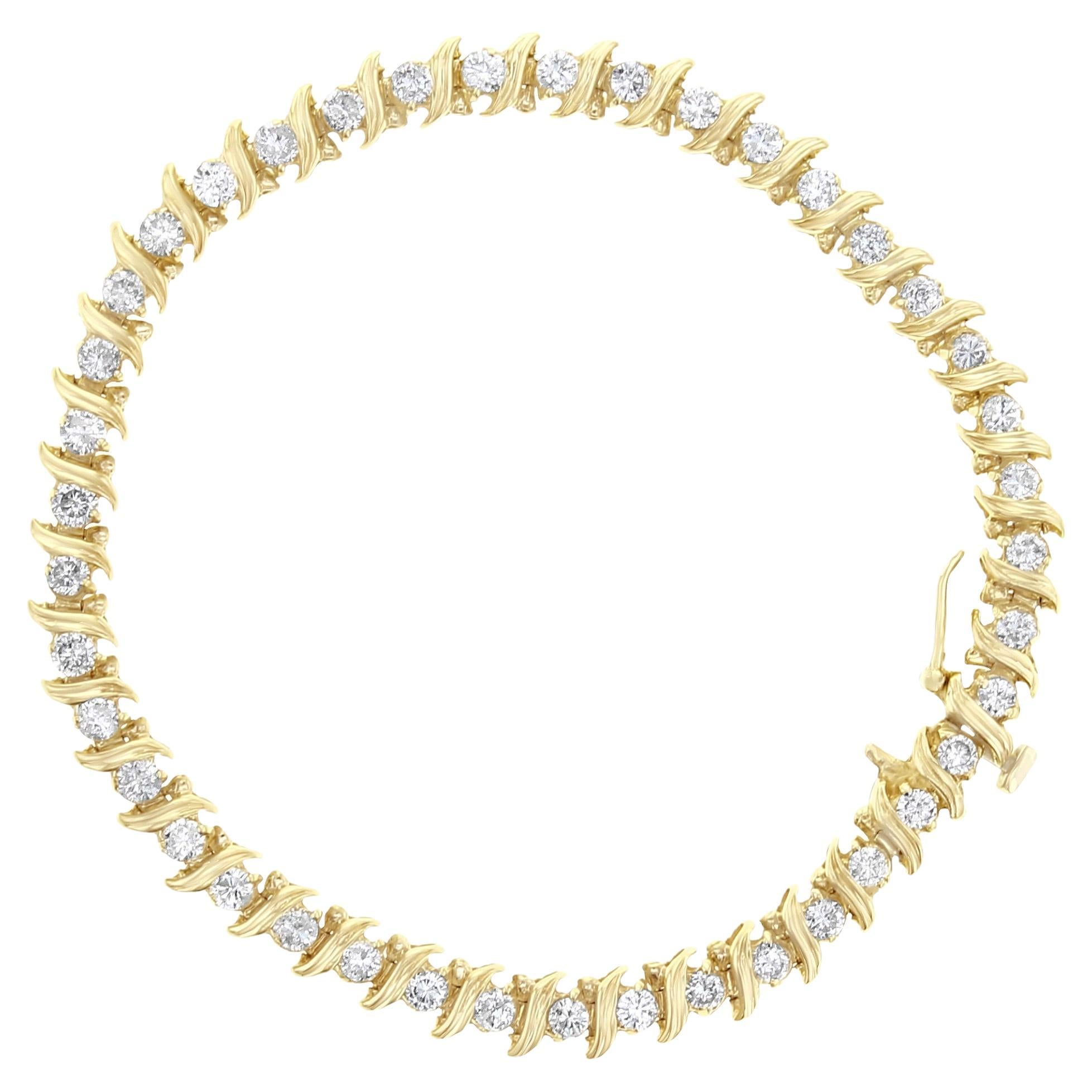 3,50 Karat S-S-Stil Diamant-Tennisarmband 14k Gelbgold