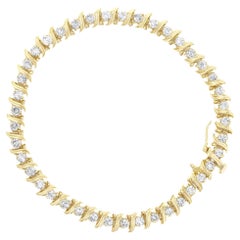 Bracciale tennis con diamanti stile S da 3,50 carati in oro giallo 14k