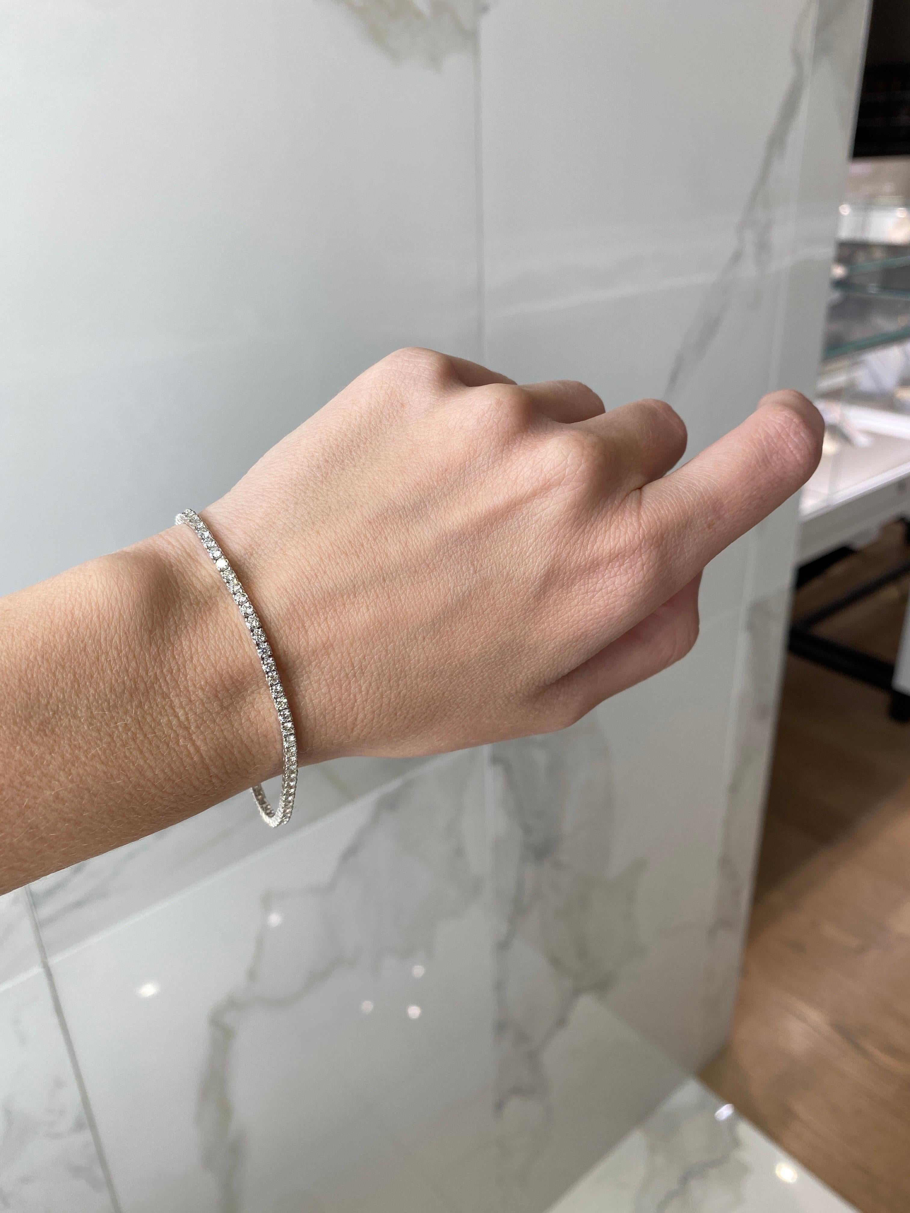 Bracciale da tennis in oro bianco 14k con diamante tondo naturale da 3,50 carati di peso totale 3