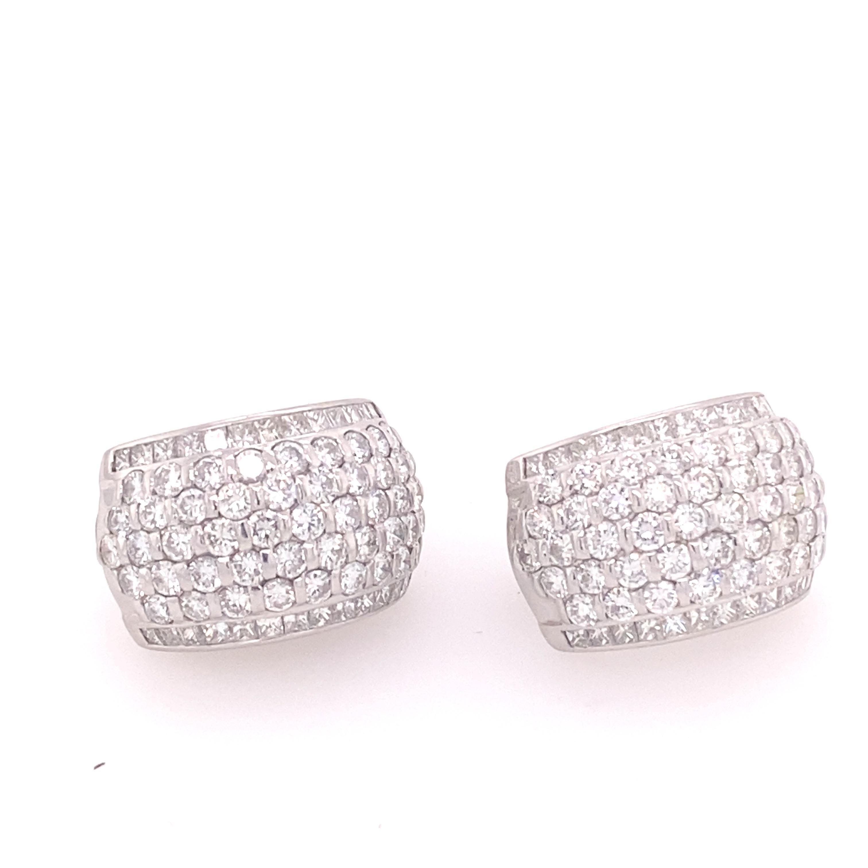 3.50 Carat Total Weight of Fine Round Diamonds in Platinum Earrings 1