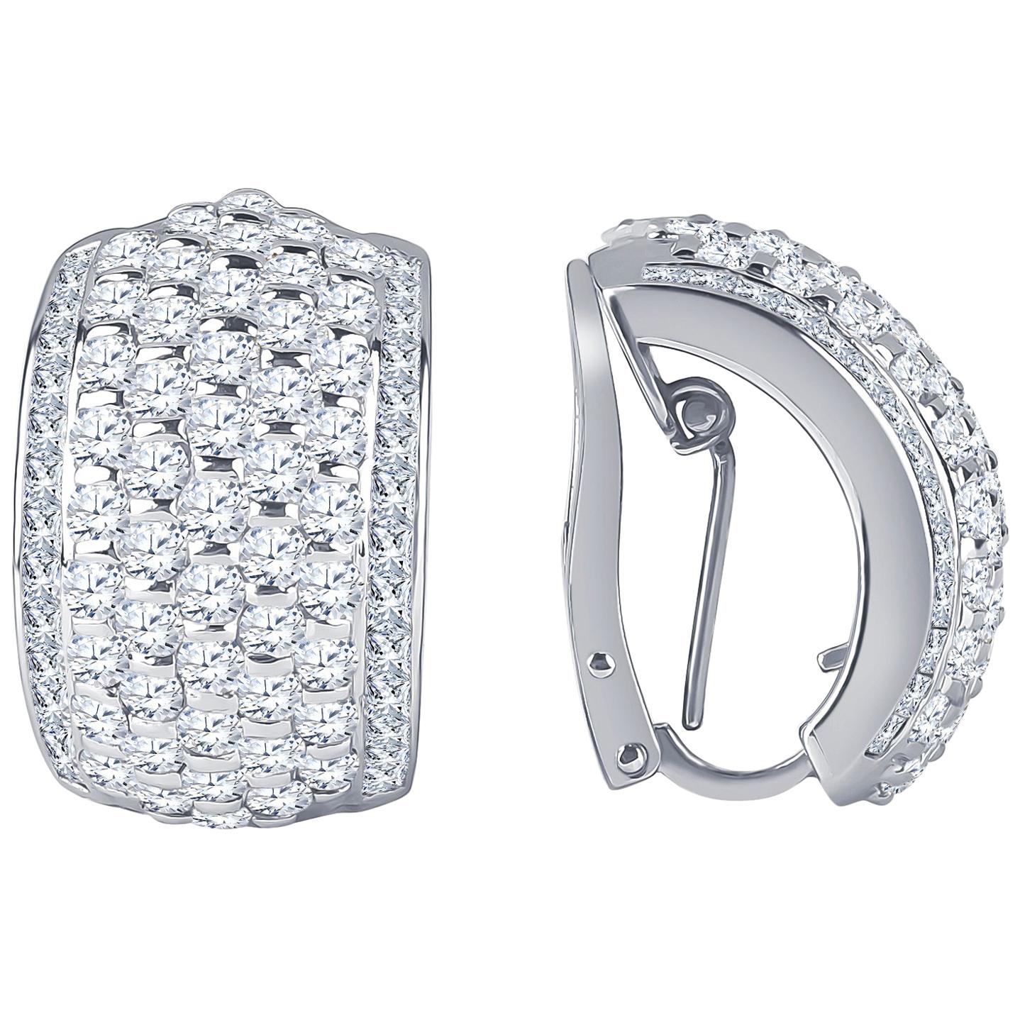 3.50 Carat Total Weight of Fine Round Diamonds in Platinum Earrings