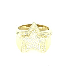 3.50 Carat VS Diamonds Big 3D Star Ring 14k Gold