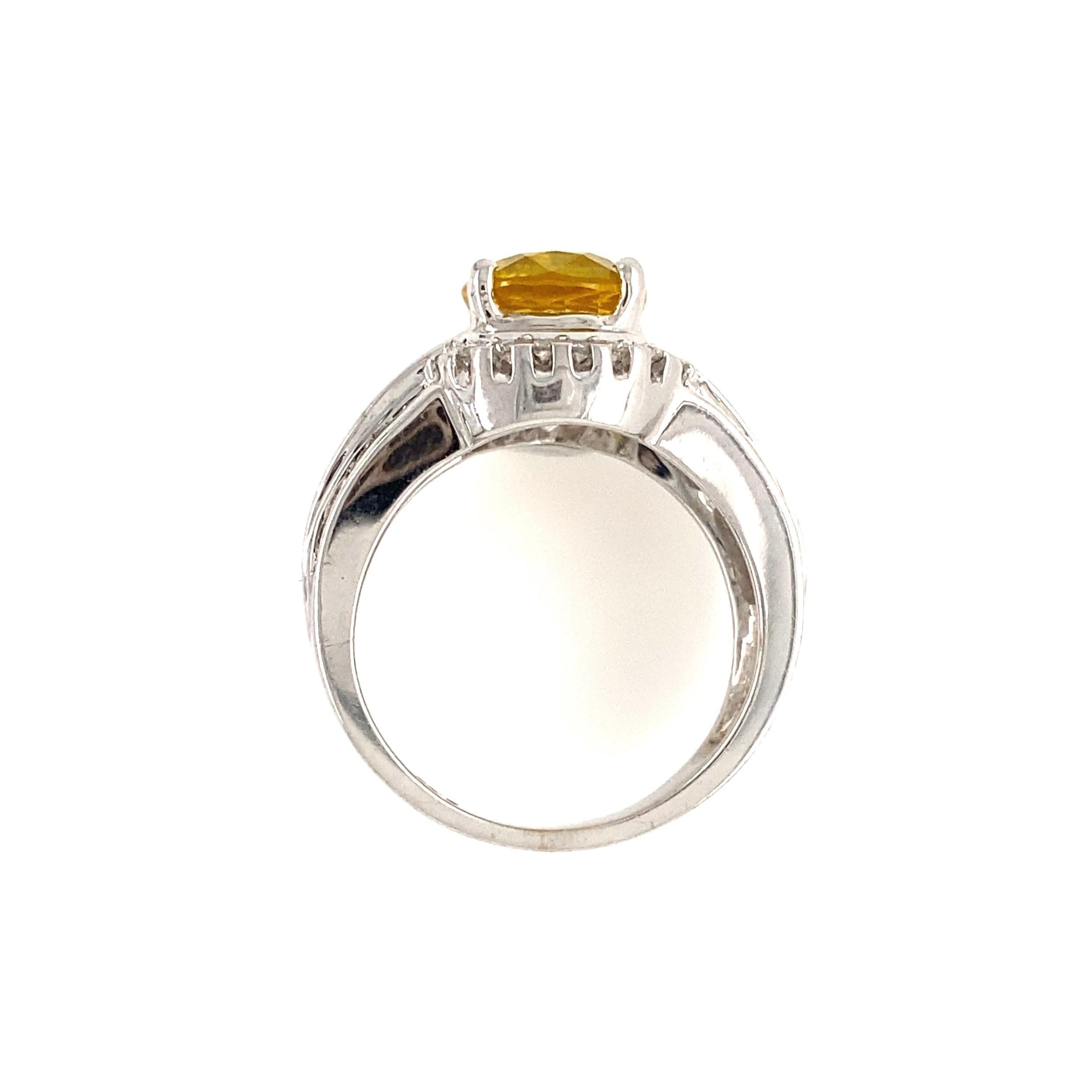 Mixed Cut Vintage 3.5 Carat Yellow Sapphire GIA and Diamond Gold Statement Ring For Sale