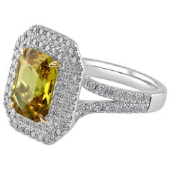 3.50 Carat Yellow Sapphire and Diamond White Gold Cocktail Ring 3.50 Carat Yellow Sapphire and Diamond White Gold Cocktail Ring