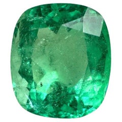 3.50 Carat Yellowish Green Colombian Emerald - Cushion Cut Genuine Earth-Mined