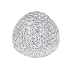 3.50 Carats 201 Round White Diamonds Bombe Cocktail Ring, 18 Karat White Gold