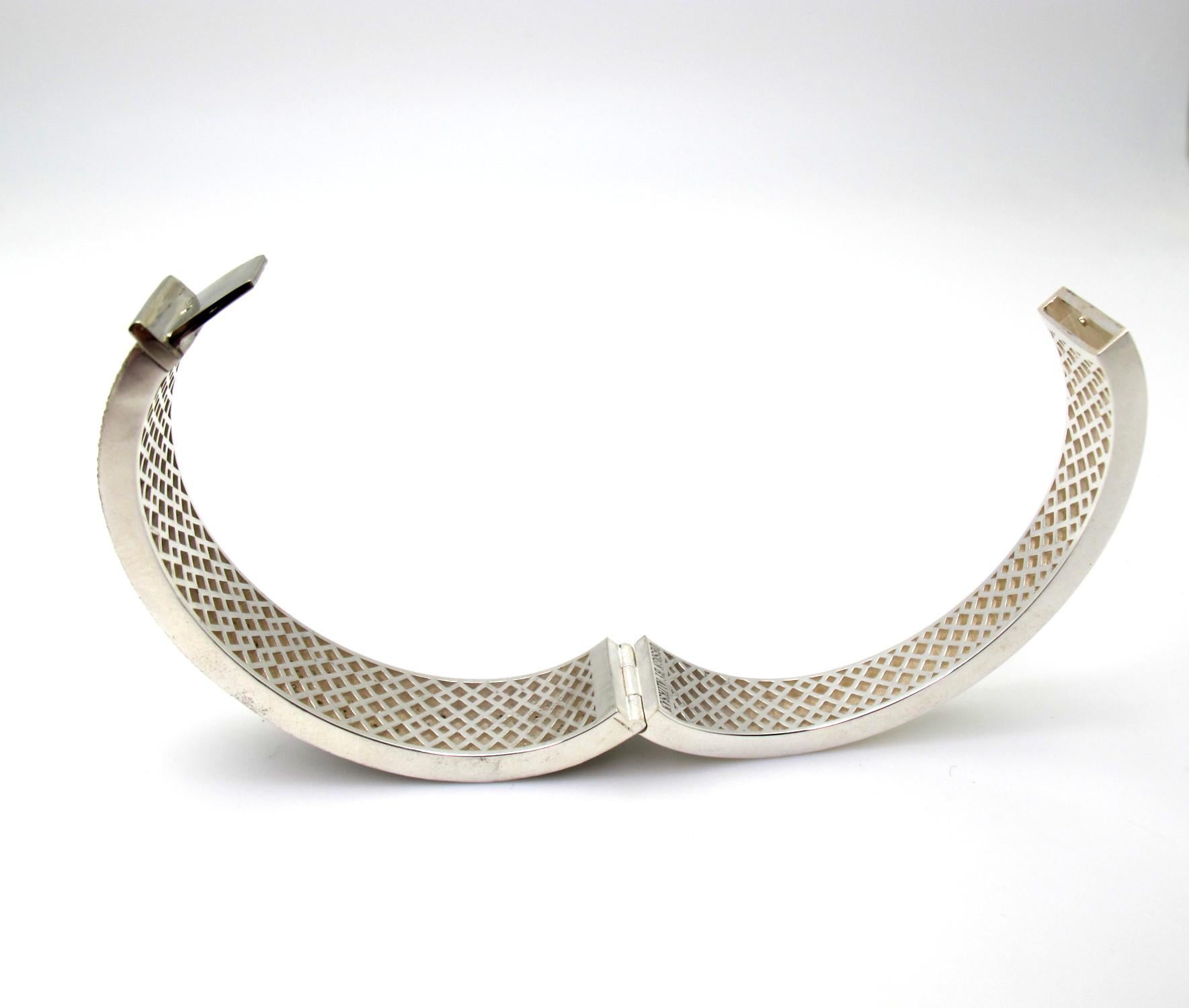 Diamond & Blackened Sterling Silver Scroll Bangle Bracelet, 3.50 Carats Total  In New Condition For Sale In Los Angeles, CA