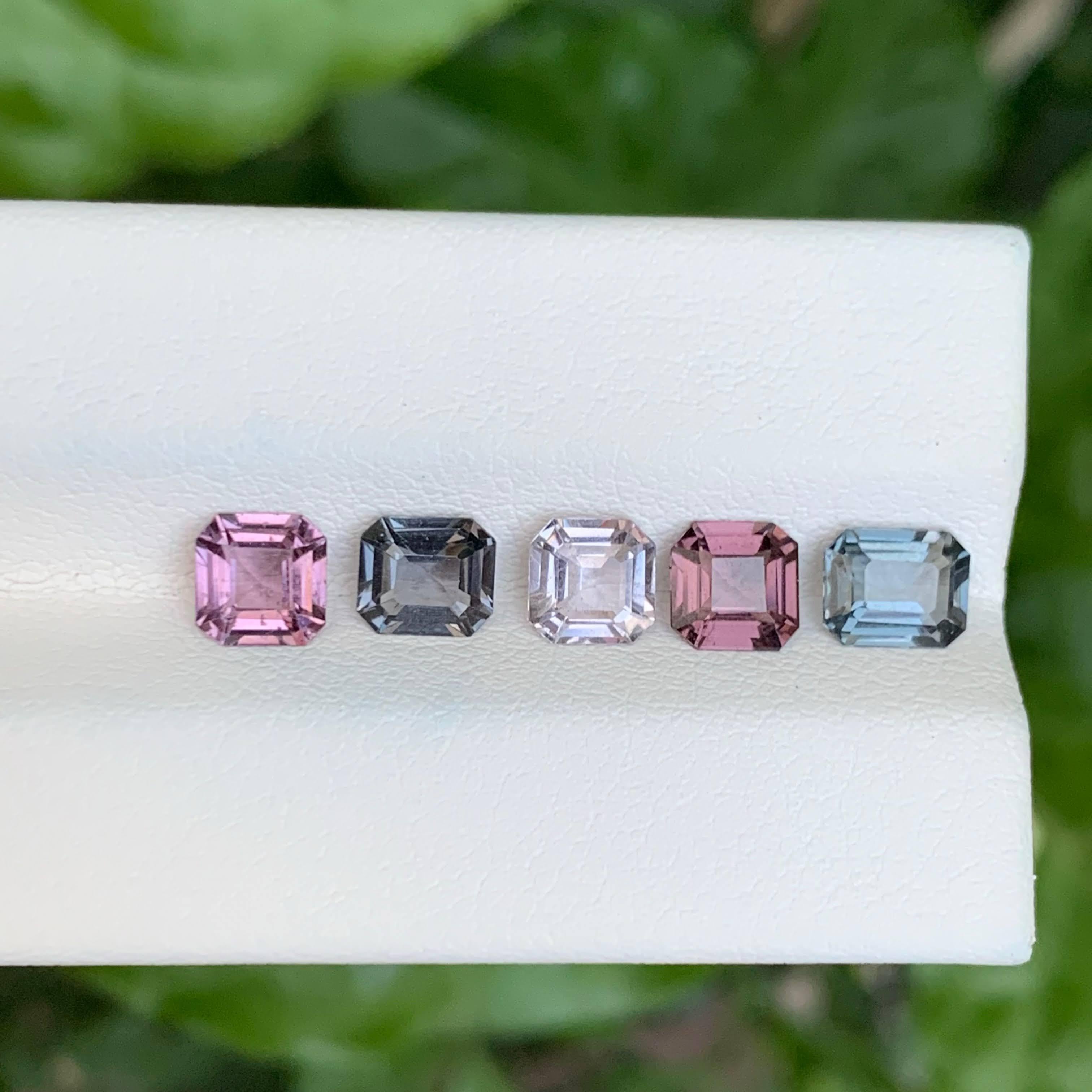 Weight 3.50 carat
Dimensions 5.2x5.2x2.8mm
Treatment None
Origin Burma
Clarity Eye Clean
Shape Octagon
Cut Emerald


This exquisite 3.50 carat multi-color spinel gem lot features five expertly faceted stones, each cut in a refined emerald shape to