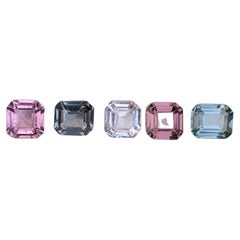 Lot de 5 pierres précieuses spinelles multicolores de 3,50 carats, taille émeraude de Birmanie