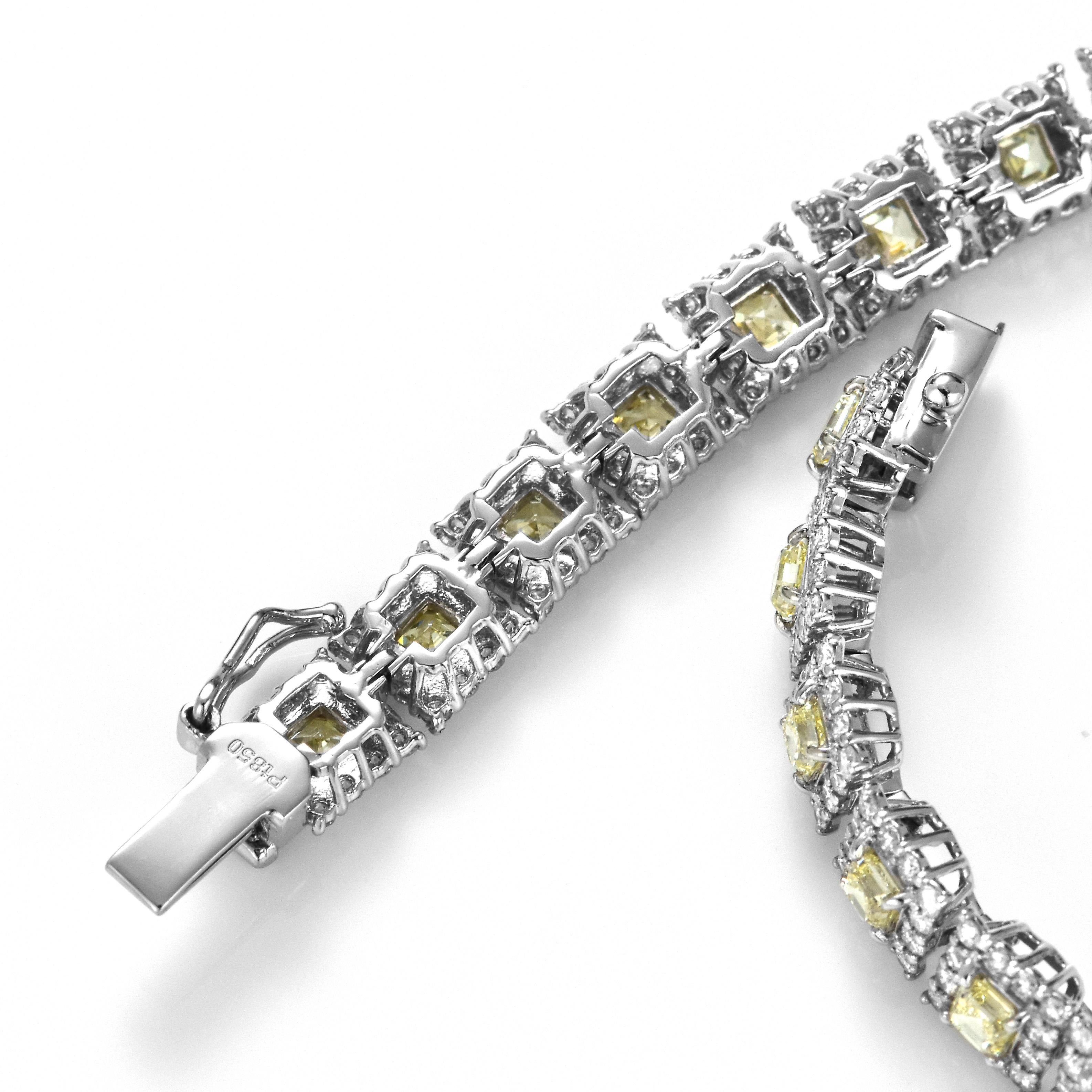 3.50 Carats Natural Light Yellow Diamonds Tennis Bracelet Made in Platinum For Sale 1