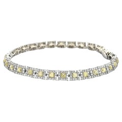Bracelet tennis en platine avec diamants jaunes clairs naturels de 3,50 carats