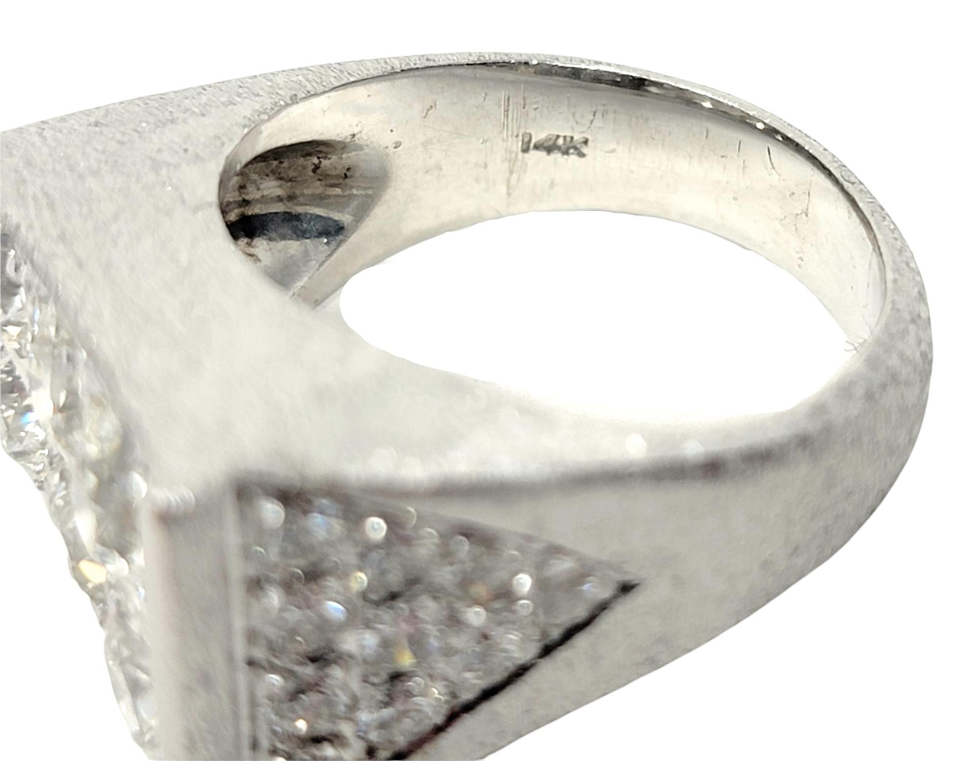 3.50 Carats Total Mens Old European Cut Diamond Band Ring in 14 Karat White Gold For Sale 3